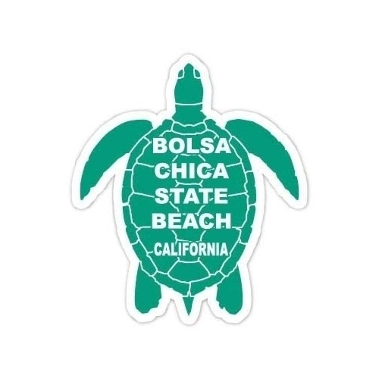 R and R Imports Bolsa Chica State Beach California Souvenir 4 Inch Green Turtle Shape Decal Sticker